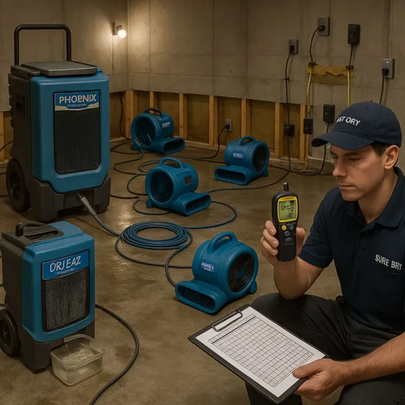 Structural Drying and Dehumidification process in Wentworth, NC
